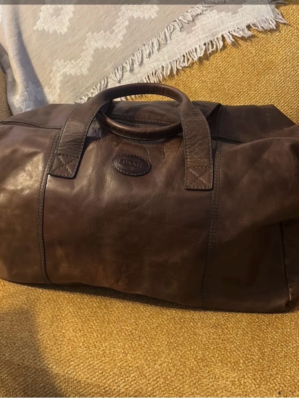 Fossil Dark Brown Leather Duffel Bag